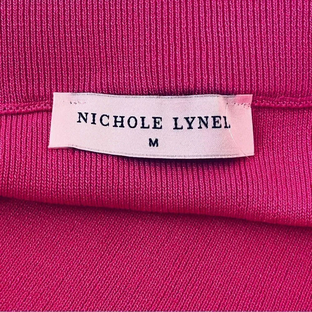 Nichole Lynel Sydney Hot Pink Contrast Trim Asymmetrical Knit Mini Skirt Sz M